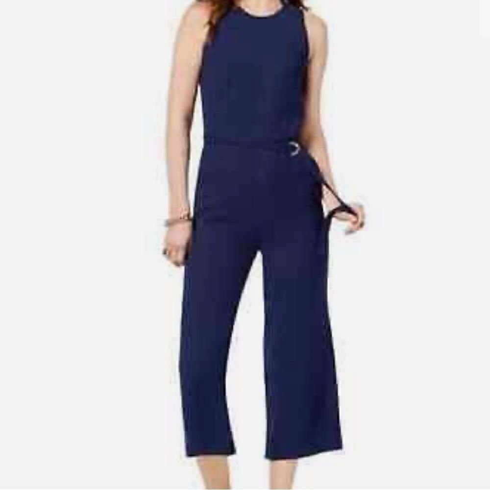 Michael Kors Navy W/Gold Accents Sleeveless Belted Jumpsuit/Romper size XL